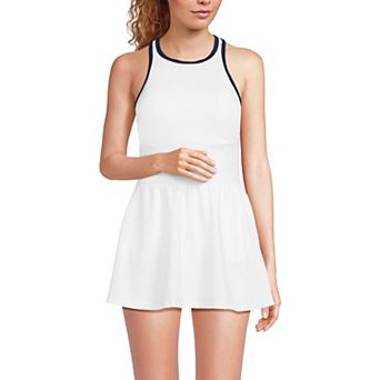 Women's Lands' End Tugless High Neck Swim Dress Swimsuit