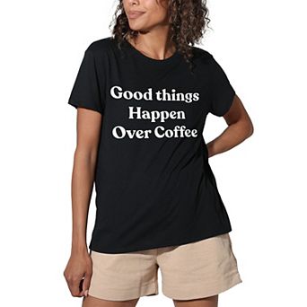 Juniors' Suburban Riot Good Things Over Coffee Loose Graphic Tee