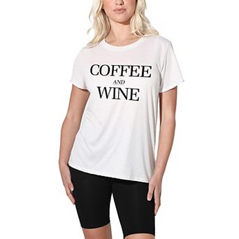 Juniors' Suburban Riot Coffee And Wine Loose Graphic Tee