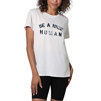 Juniors' Suburban Riot Be A Nice Human Loose Graphic Tee
