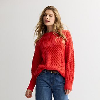 Petite Sonoma Goods For Life® Oversized Cable Knit Sweater
