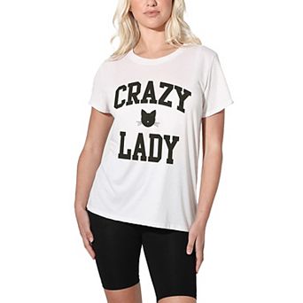 Juniors' Suburban Riot Crazy Cat Lady Loose Graphic Tee