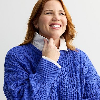 Plus Size Sonoma Goods For Life® Oversized Cable Sweater