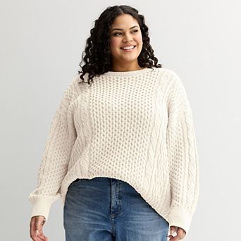 Plus Size Sonoma Goods For Life® Oversized Cable Sweater