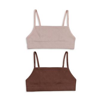 Girls 6-16 Hanes® 2 pc Cotton Pointelle Square Bralette Set