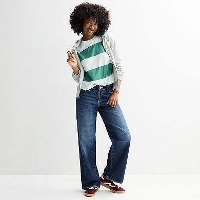 Juniors' SO® Boxy Crop Long Sleeve Top
