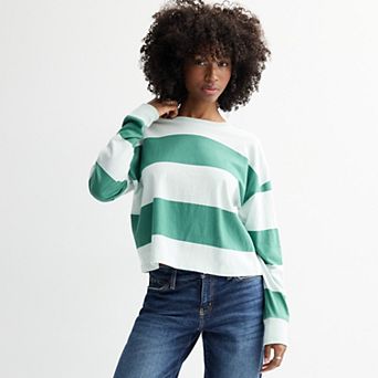 Juniors' SO® Boxy Crop Long Sleeve Top