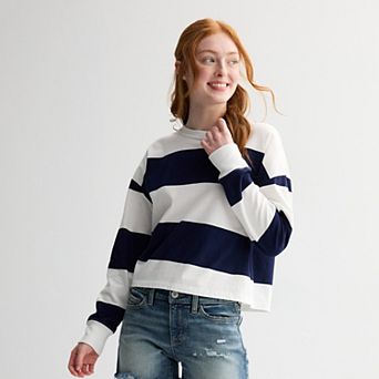 Juniors' SO® Boxy Crop Long Sleeve Top