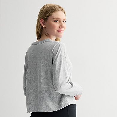 Juniors' SO® Boxy Crop Long Sleeve Pocket Top