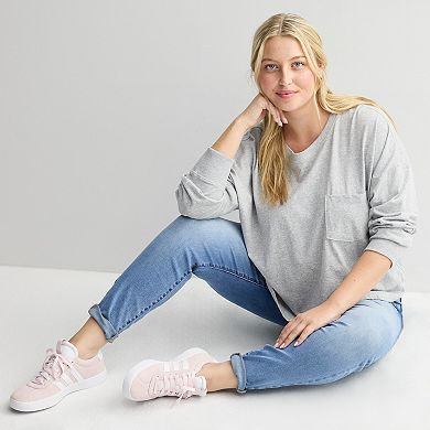 Juniors' Plus Size SO® Boxy Crop Long Sleeve Pocket Top