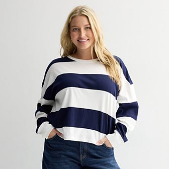 Juniors' Plus Size SO® Boxy Crop Long Sleeve Top