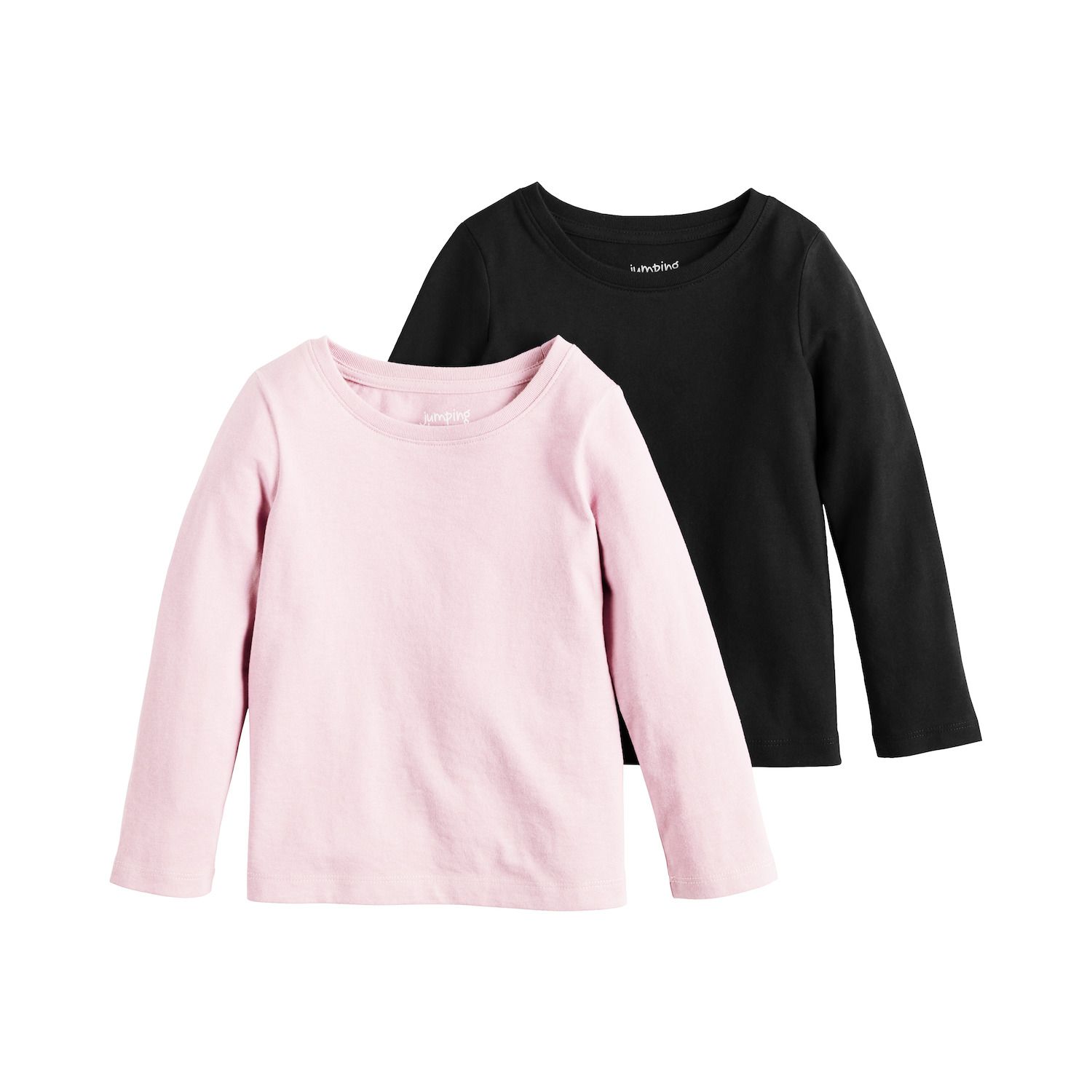 Футболки Jumping Beans® 2 pk Essential Long Sleeve для девочек, цвет: Чёрный — фото 1
