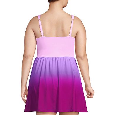 Plus Size Lands' End Slender Suit Wrap One-Piece Swim Dress