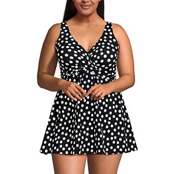 Plus Size Lands' End Slender Suit Wrap One-Piece Swim Dress