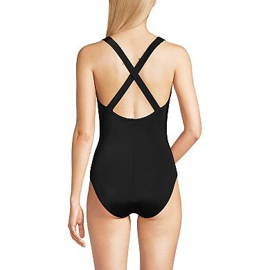 Women's Lands' End Tugless X-Back One Piece Swimsuit