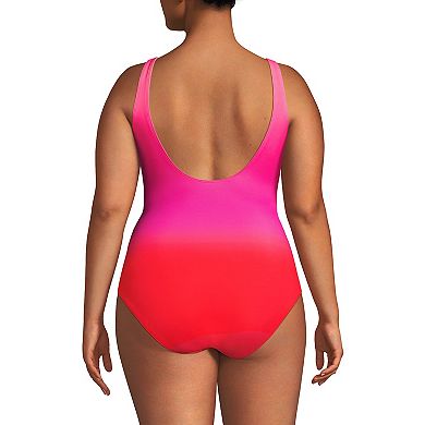 Plus Size Lands' End Slender Suit Wrap Front One Piece Swimsuit