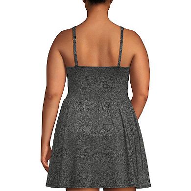 Plus Size Lands' End Shine Wrap Swim Dress Swimsuit
