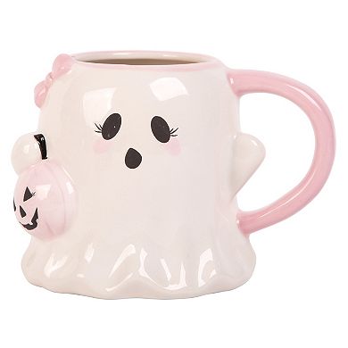 Ghost Mug with Pumpkin and Bow Detail