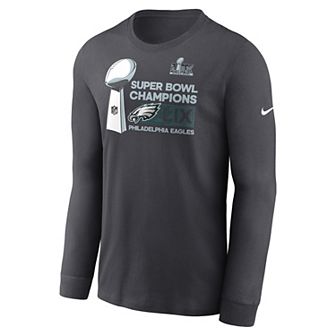 Men's Nike Philadelphia Eagles Super Bowl LIX Champions Locker Room Trophy Collection Long Sleeve Tee