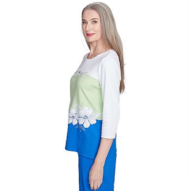 Petite Alfred Dunner Tropical Colorblock Floral Top