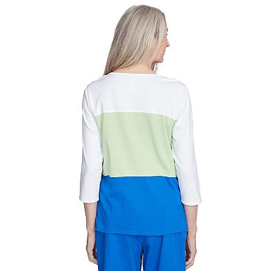Petite Alfred Dunner Tropical Colorblock Floral Top