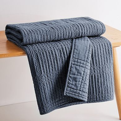 Levtex Home Cloud Waffle Navy Quilted Throw