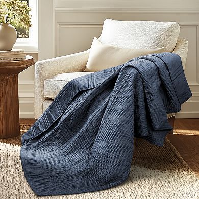 Levtex Home Cloud Waffle Navy Quilted Throw