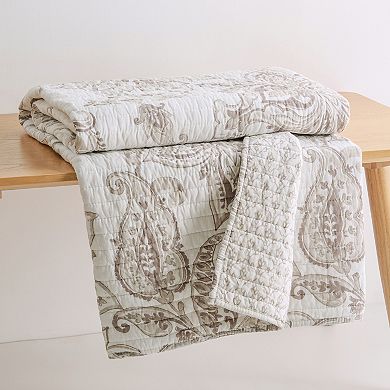 Levtex Home Bennett Taupe Quilted Throw Blanket