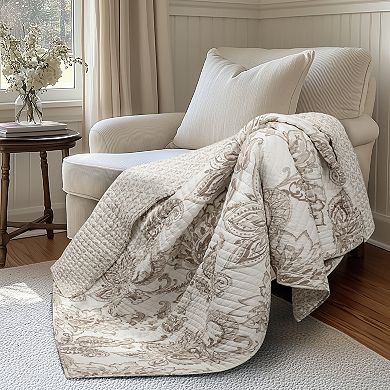 Levtex Home Bennett Taupe Quilted Throw Blanket