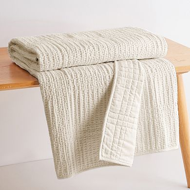 Levtex Home Cloud Waffle Undyed Cream Quilted Throw