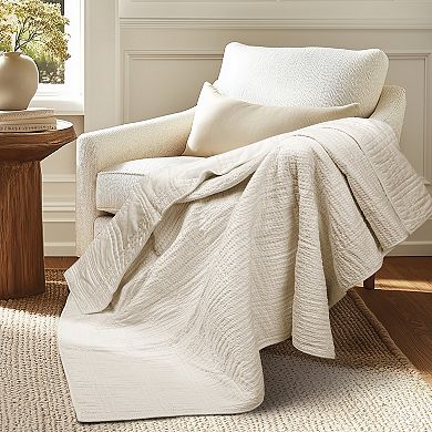 Levtex Home Cloud Waffle Undyed Cream Quilted Throw