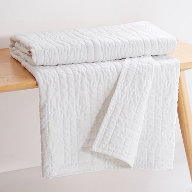 Levtex Home Melange Stitch White Quilted Throw