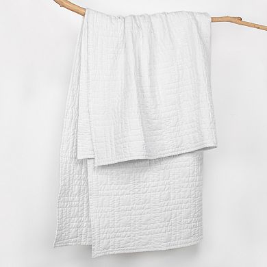 Levtex Home Melange Stitch White Quilted Throw