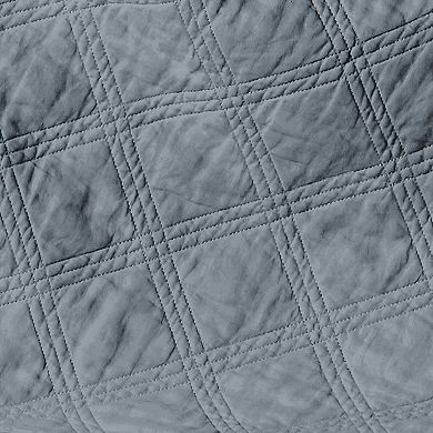 Levtex Home Washed Linen Denim Blue Quilted Throw Blanket