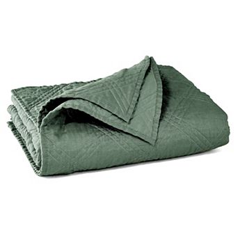 Levtex Home Washed Linen Forest Green Quilted Throw
