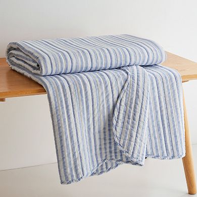 Levtex Home Martha Stripe Blue Quilted Throw