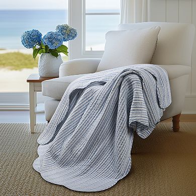 Levtex Home Martha Stripe Blue Quilted Throw