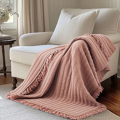 Levtex Home Wilhemina Dusty Rose Quilted Throw