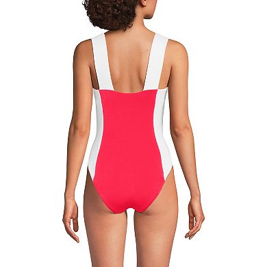 Women's Lands' End Square Neck High Leg One-Piece Swimsuit