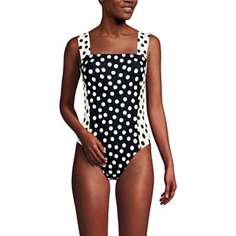 Women's Lands' End Square Neck High Leg One-Piece Swimsuit