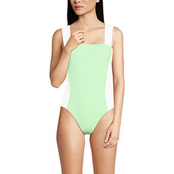 Women's Lands' End Square Neck High Leg One-Piece Swimsuit