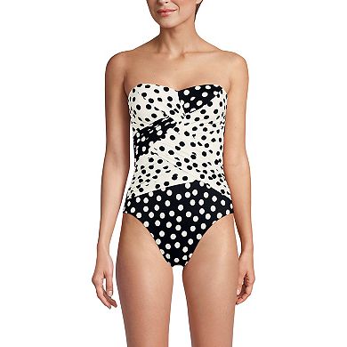 Women's Lands' End Slender Suit Wrap Bandeau One Piece Swimsuit