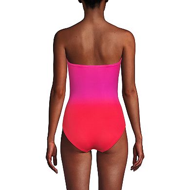 Women's Lands' End Slender Suit Wrap Bandeau One Piece Swimsuit