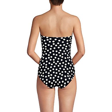 Women's Lands' End Slender Suit Wrap Bandeau One Piece Swimsuit