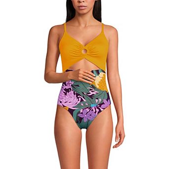 Women's Lands' End O-Ring Monokini One-Piece Swimsuit
