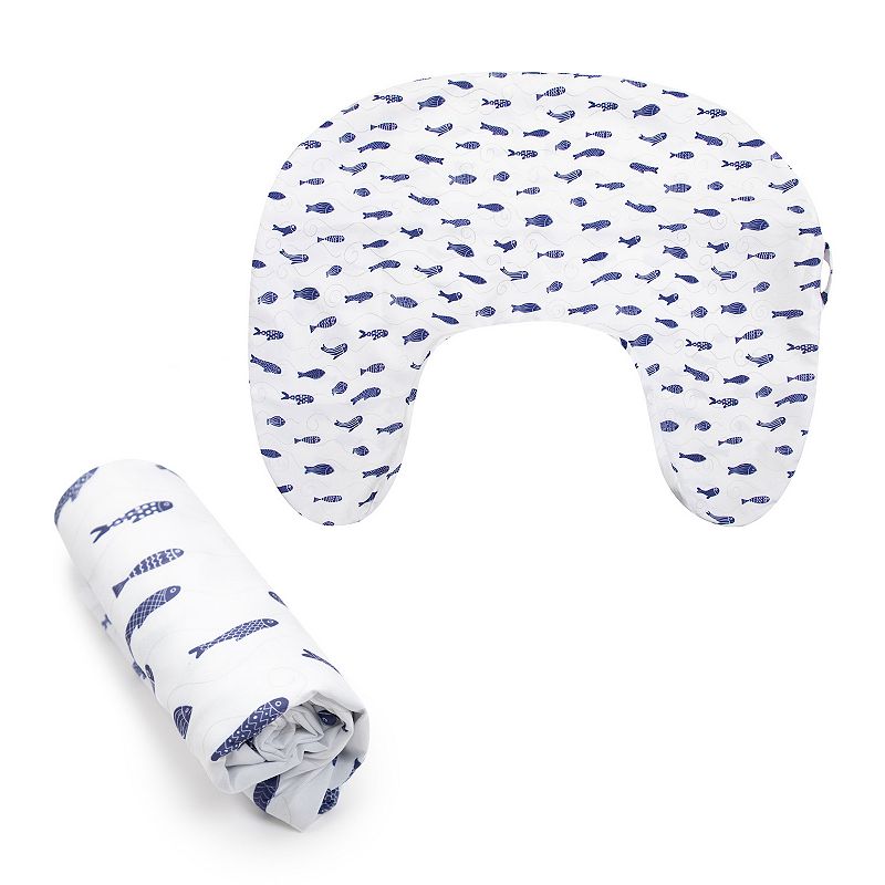 Boppy Nursing Pillow Cover, Neutral Blue Fish