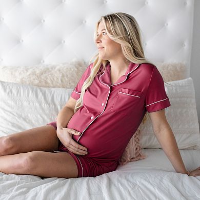 Maternity Kindred Bravely Clea Short Sleeve Pajama Top & Pajama Shorts Set