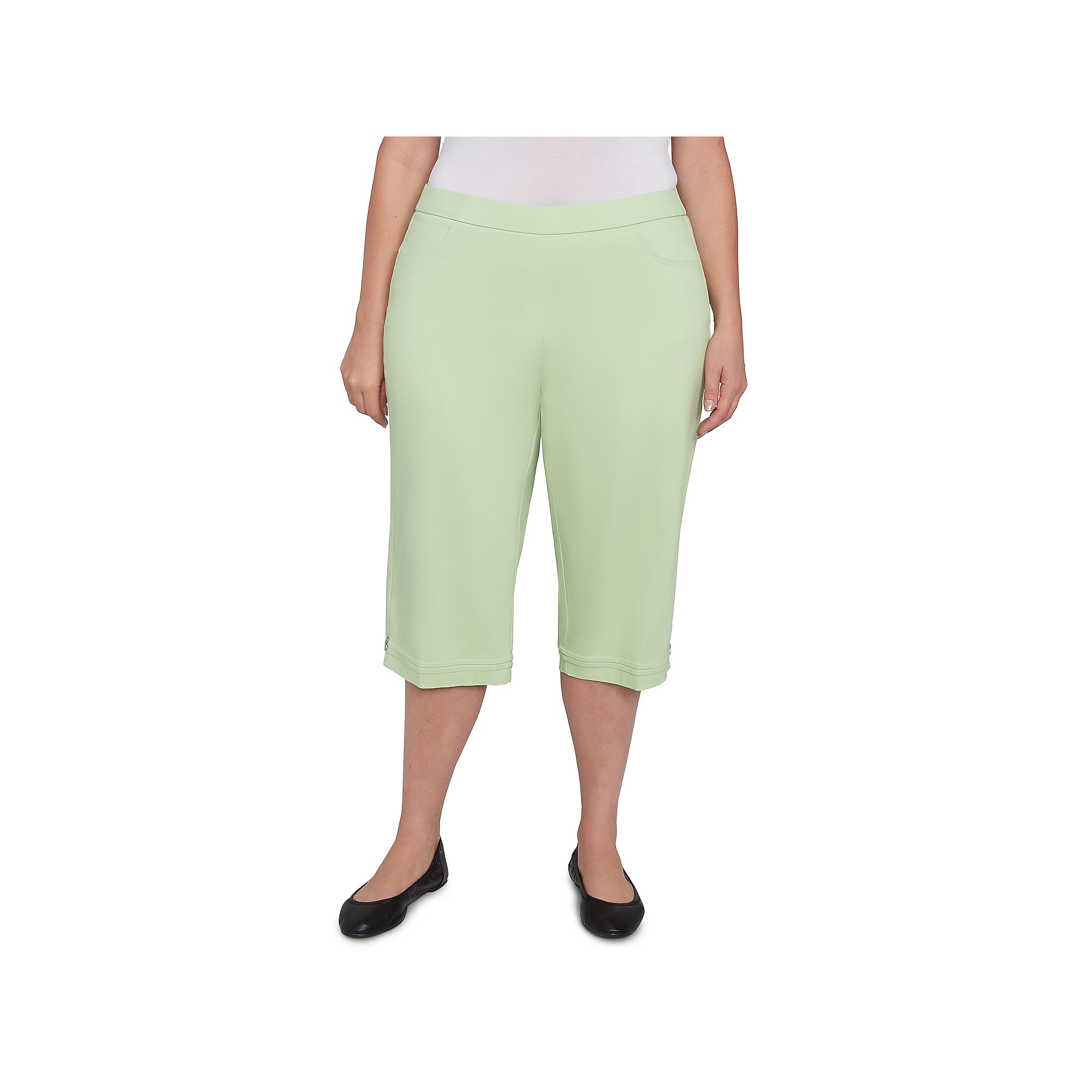 Plus Size Alfred Dunner Novelty Cuff Tummy Control Capris, Womens, Size: 1