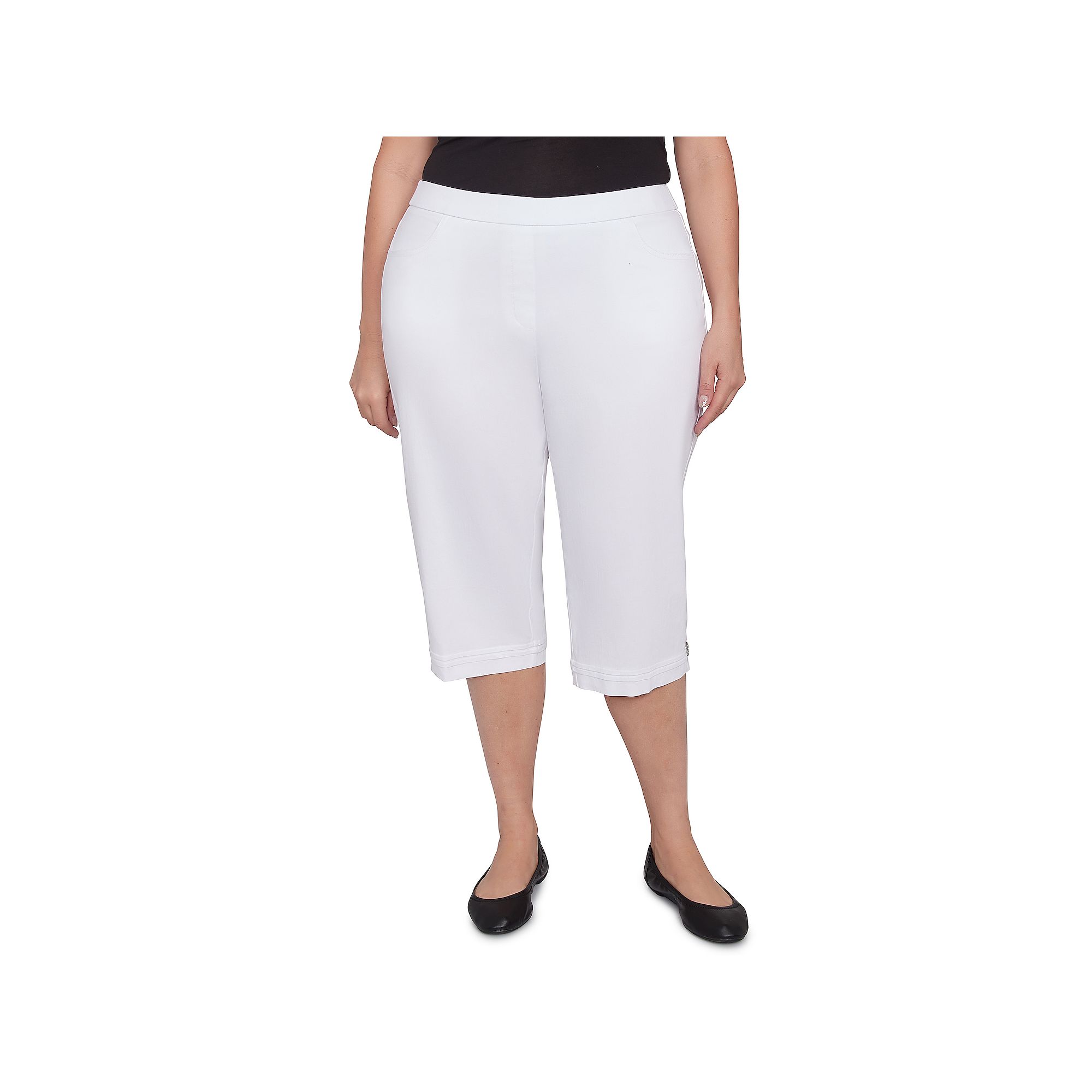 Plus Size Alfred Dunner Novelty Cuff Tummy Control Capris, Womens, Size: 2
