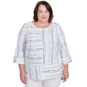 Plus Size Alfred Dunner Spliced Textured Jacquard Top